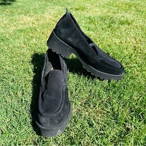 Hush Puppies Black Suede Medium Moyen Slip on Shoes Size 9.5